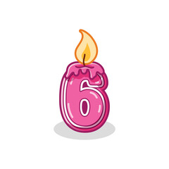 Birthday Candle Number 6 for decoration cake party illustration