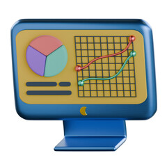 Real-time dashboard screen 3D icon colorful design