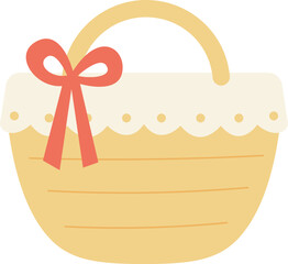 Yellow Picnic Basket With Red Bow