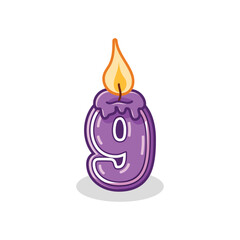Birthday Candle Number 9 for decoration cake party illustration