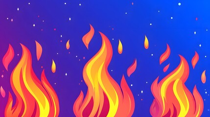 Vivid flames against a vibrant blue background.