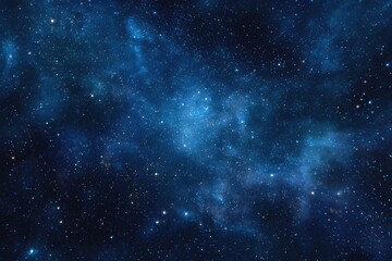 Obraz premium Starry sky background, blue night sky full of stars, glowing stars in the dark space, starry background, dark night, stars in the distance, starlight, dark background with a blue glow, night sky. 