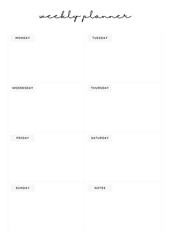 Clean and minimalist weekly planner template with handwritten style font for daily scheduling and task management