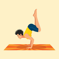 Man Doing Yoga Pose on Mat Practicing Balance and Strength