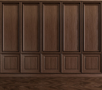 Vintage wooden wall panel for interior design. 3d rendering
