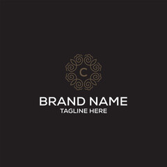 Initial letter C green leaves organic natural logo design, cosmetics and beauty vector icon concept