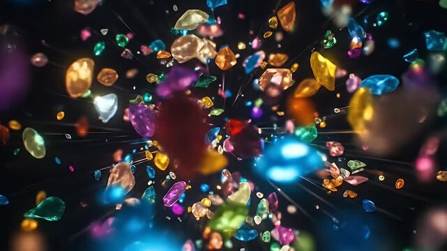 Colorful Gemstone Explosion: A Dynamic Visual Display.