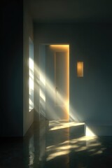 Sunlight streams into a modern interior