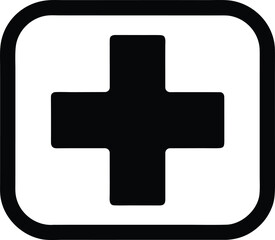 Obraz premium bold plus inside black square vector icon.