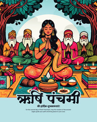 Vibrant Rishi Panchami Festival Greeting Design for Social Media &ndash; Traditional Indian Culture Post