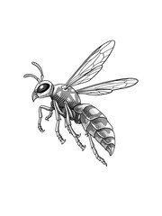 Vintage Engraved Wasp Illustration