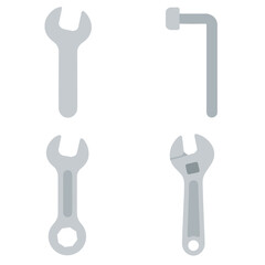 Simple Flat Design Different Types of Wrench Tool Equipment Icon