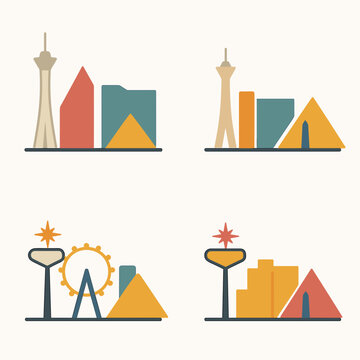 Minimalist Line Art Las Vegas Cityscape Landmark Silhouette Illustration