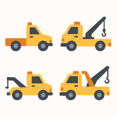 Flat Design Various Tow Trucks Illustration of Service Vehicle Transportations
