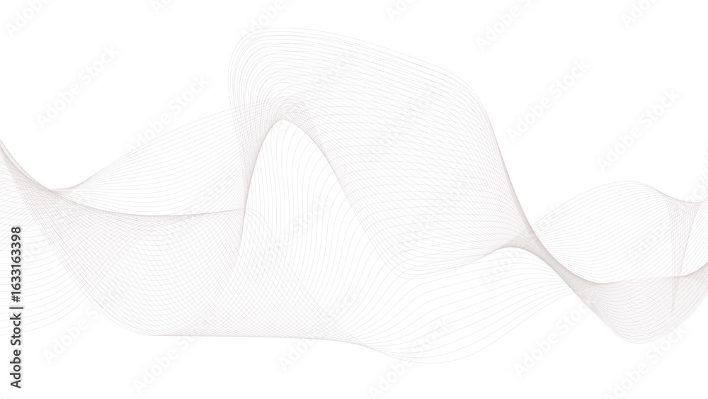 Poster abstract vector background with black wavy lines, abstract black lines wave curve motion on white ba