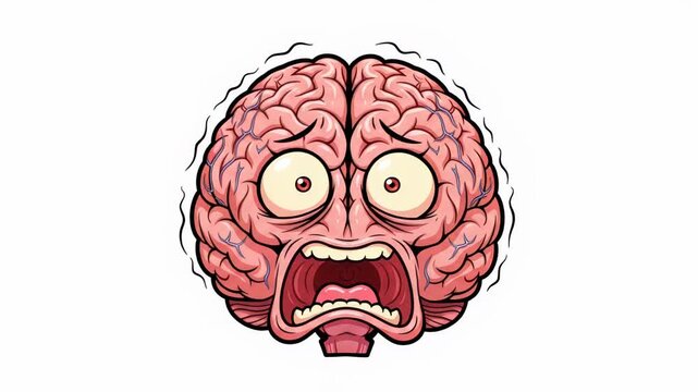 Animated brains depicting varied emotional states and expressions on white background - Powered by Adobe