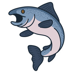 Sea animal salmon fish cartoon icon illustration