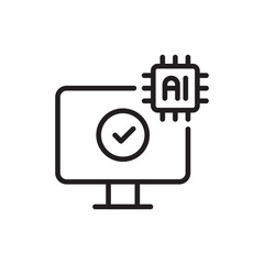 Ai Solving outline icons, minimalist vector illustration ,simple transparent graphic element .Isolated on white background