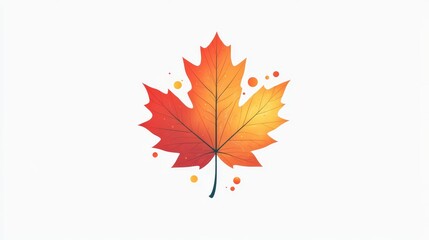 Create a striking image of a maple leaf in rich autumn colors--reds, oranges, and yellows--set against a clean white background, symbolizing the beauty and warmth of the fall season