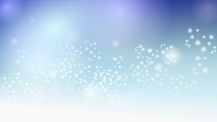 Abstract Winter Background with Bokeh Lights. Christmas blue background with snowflakes.