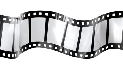 Black and White Film Strip with Empty Frames and Curved Edges