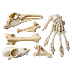 Fototapeta premium Collection of Small Animal Bones Including Bird and Rodent Specimens