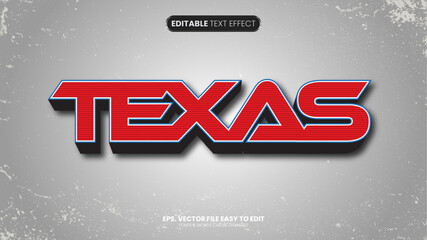 Texas editable text effect with modern style design