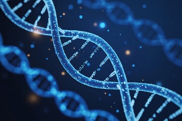 Blue glowing DNA strand biotechnology science concept genetic research abstract digital background.