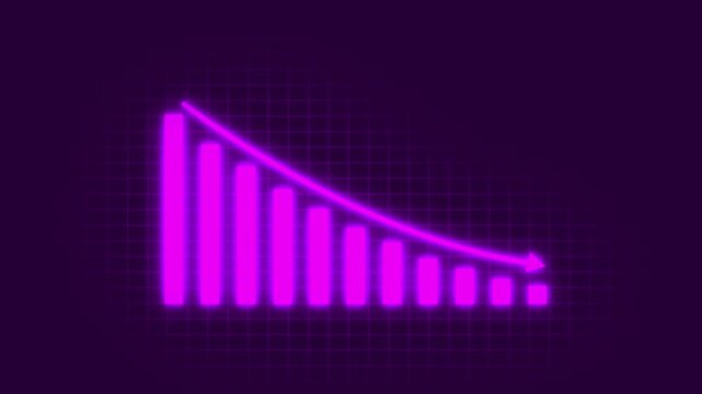 loss sign business graph. Animated of down business graph icon .business or finance concept statistical curve with a loss sign.