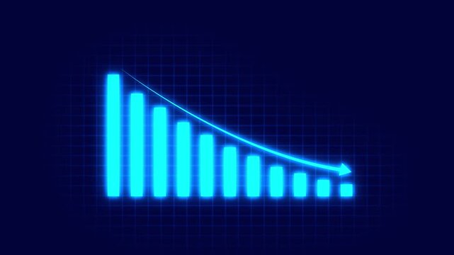 loss sign business graph. Animated of down business graph icon .business or finance concept statistical curve with a loss sign.