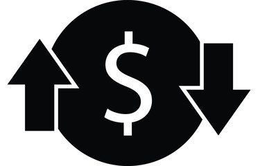 Change price icon. Coin change sign. Cost center icon with arrows symbol. flat style.