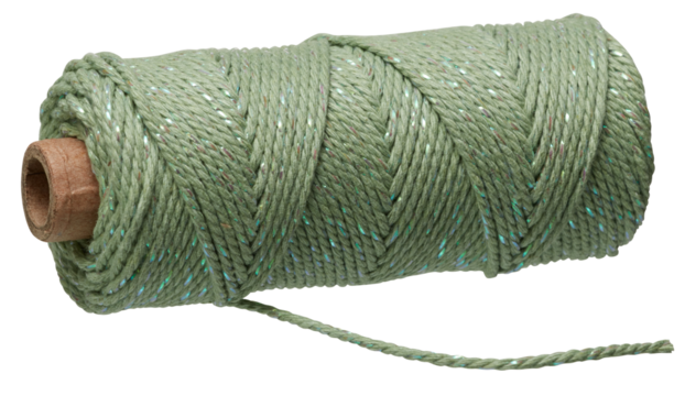 Roll of green rope cut out isolated transparent background