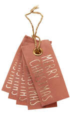 Orange Christmas paper label cut out isolated transparent background