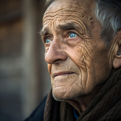 Contemplative Elder with Piercing Blue