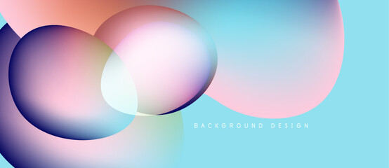 Abstract colorful shapes overlap. Gradient hues blend, creating modern visual effect. Soft curves dominate composition. Background design element.
