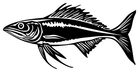 Silhouette of a Solitary Barracuda in Deep Blue Waters