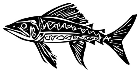 Silhouette of a Solitary Barracuda in Deep Blue Waters