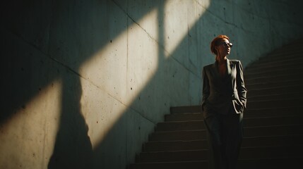 Model fashion on a stairs 