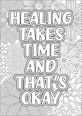 Motivational Quote Coloring Page For Adult Color Therapy Vector