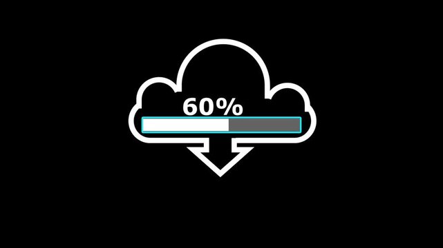 icloud icon. loading process. abstract business technology web internet graphic icon animation. Download Cloud icon isolated on black background.
