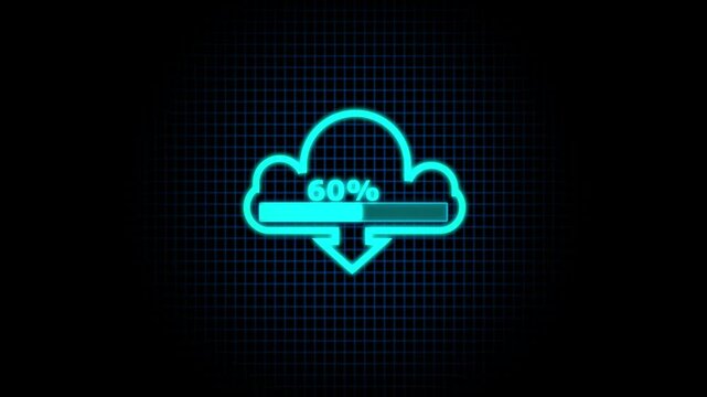 icloud icon. loading process. abstract business technology web internet graphic icon animation. Download Cloud icon isolated on black background.