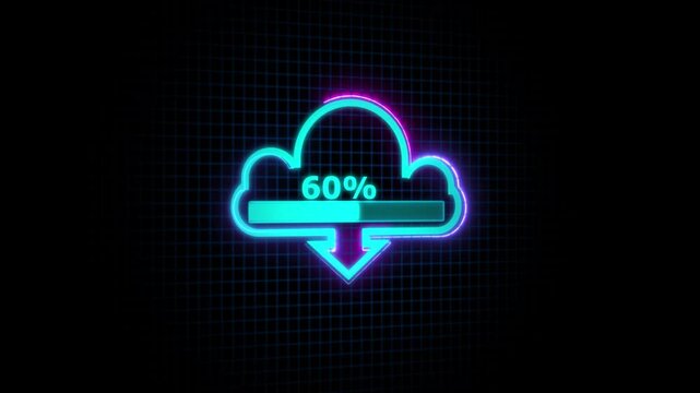 icloud icon. loading process. abstract business technology web internet graphic icon animation. Download Cloud icon isolated on black background.