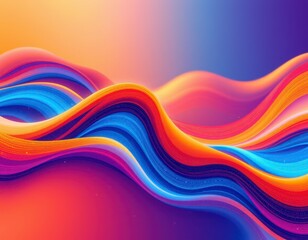 Fototapeta premium Colorful abstract waves in vibrant orange, blue, and purple tones creating a dynamic fluid background for design projects