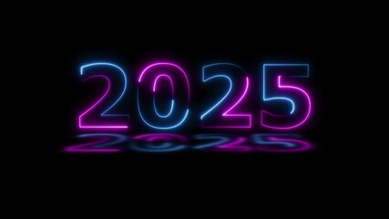Glowing neon line word of new year 2025 isolated on transparent background. Neon 2025 new year on dark background.a clean 2025 neon text. - Powered by Adobe