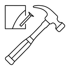 Detailed illustration of a claw hammer for nail pulling and construction tasks