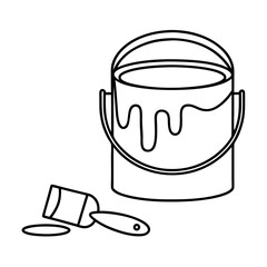 Illustration of a paint bucket with vibrant liquid dripping from its open top