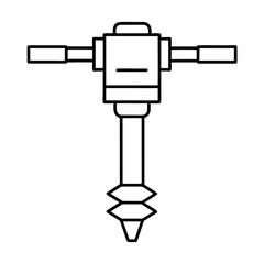 Outline illustration of a heavy duty pile driver hammering a post into the ground