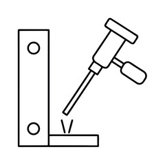 Outline illustration of a heavy duty pile driver hammering a post into the ground construction machinery concept