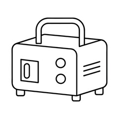 Clean line art illustration of a portable generator housed within a simple box design ideal for technical or informational graphics