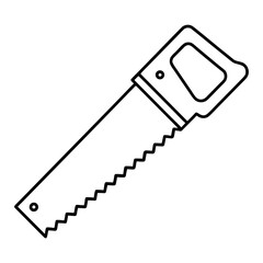 Minimalist hand saw illustration with clean lines and basic tool details